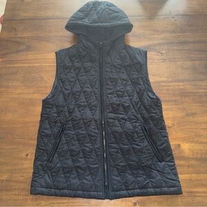 Pretty Garden Black Diamond Quilted Hooded Sleeveless Vest Womens Small